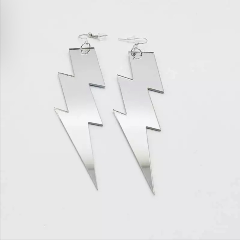 Earrings Lightning Bolts translucent or mirror approx. 12cm long (4.7 inches) - Picture 6 of 9
